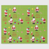 キュートサンタメリーパーソナライズされたクリスマスカスタム ラッピングペーパー (フラット)