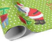 キュートサンタメリーパーソナライズされたクリスマスカスタム ラッピングペーパー (ロールコーナー)