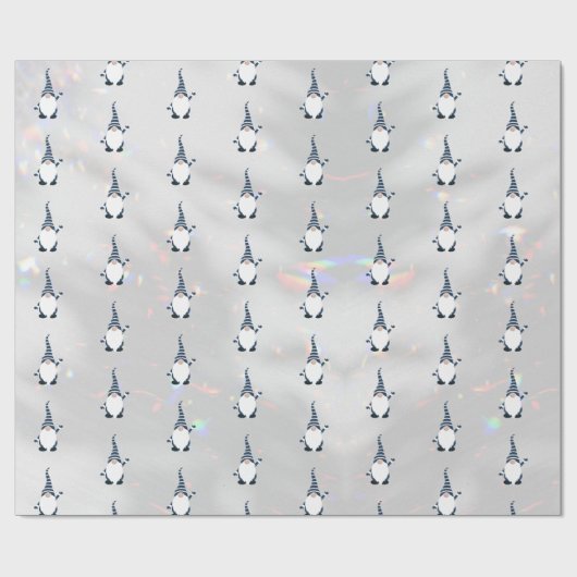 キュートサンタ格言ブルーパターンスパークリホワイトおもしろい ラッピングペーパー (フラット)