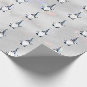 キュートサンタ格言ブルーパターンスパークリホワイトおもしろい ラッピングペーパー (角)