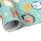 キュートサンタ雪だるまホーホホータイポグラフィクリスマス ラッピングペーパー (ロールコーナー)