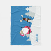 キュートサンタ&トナカイ名前をカスタムするフリースブランケット フリースブランケット (正面)
