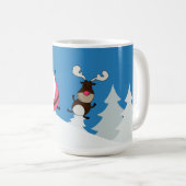 キュートサンタ&トナカイ名前をカスタムするマグ コーヒーマグカップ (正面右)