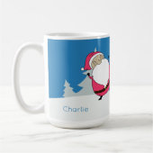 キュートサンタ&トナカイ名前をカスタムするマグ コーヒーマグカップ (左)