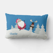 キュートサンタ&トナカイ名前をカスタムする装飾用クッション ランバークッション (裏面)