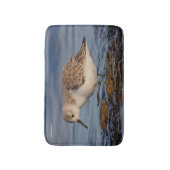 キュートサンダーリングサンドパイパー歩く冬ビーチ バスマット (正面縦)