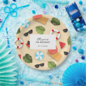 キュートサンディビーチサマーおもしろいバースデーパーティー紙 ペーパープレート (パーティー)