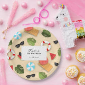 キュートサンディビーチサマーおもしろいバースデーパーティー紙 ペーパープレート (パーティー)