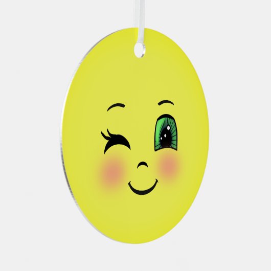 キュートサンハッピー顔絵文字 メタルオーナメント (正面右)