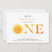 キュートサンファーストのまわりにトリップザサンファースト誕生日 招待状 (正面)