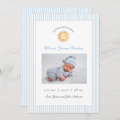 キュートサンブルーベビー写真誕生 案内状 (正面/裏面)