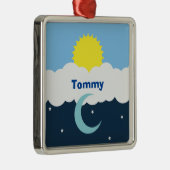 キュートサンムーンアンドスターズベビーイラストレーション メタルオーナメント (右)