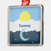 キュートサンムーンアンドスターズベビーイラストレーション メタルオーナメント (左)