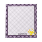 キュートサン&ハートオンパープルプレイド ノートパッド (正面)