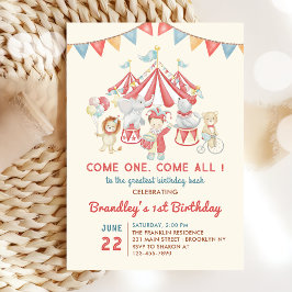 キュートサーカスアニマルカーニバル誕生日招待状 招待状
