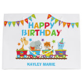 キュートサーカスアニマルトレイン子供の誕生日パーティー ラージペーパーバッグ (正面)