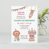 キュートサーカスアニマル子供の誕生日パーティー 招待状 (スタンド正面)