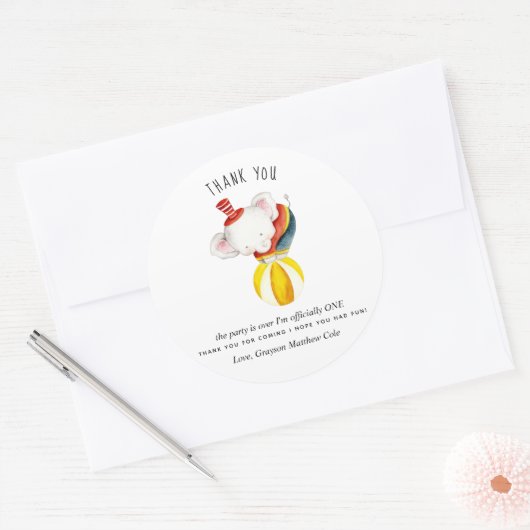 キュートサーカスエレファントパーティーお願い ラウンドシール (封筒)