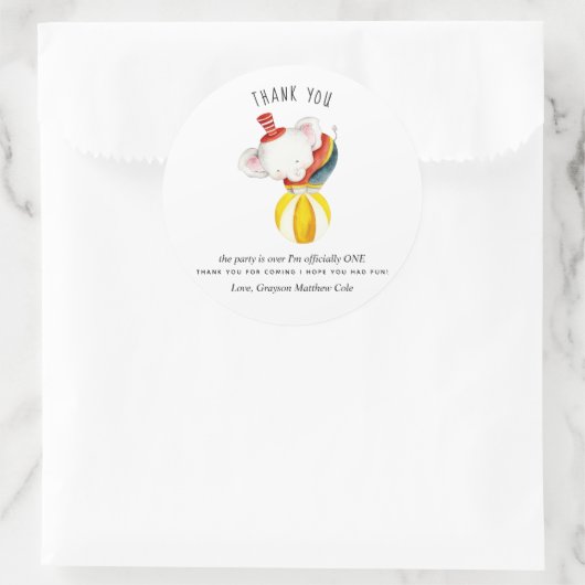 キュートサーカスエレファントパーティーお願い ラウンドシール (バッグ)