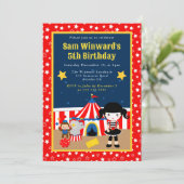 キュートサーカスガールマイム子供の誕生日 招待状 (スタンド正面)