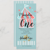 キュートサーカステントファースト誕生日チケット 招待状 (正面/裏面)