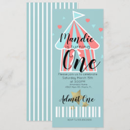 キュートサーカステントファースト誕生日チケット 招待状