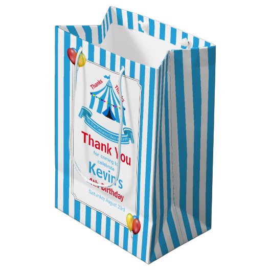 キュートサーカスバースデーパーティーありがとう ミディアムペーパーバッグ (正面アングル)