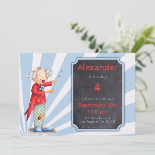 キュートサーカスピエロ日が差すこと誕生日 招待状 (スタンド正面)