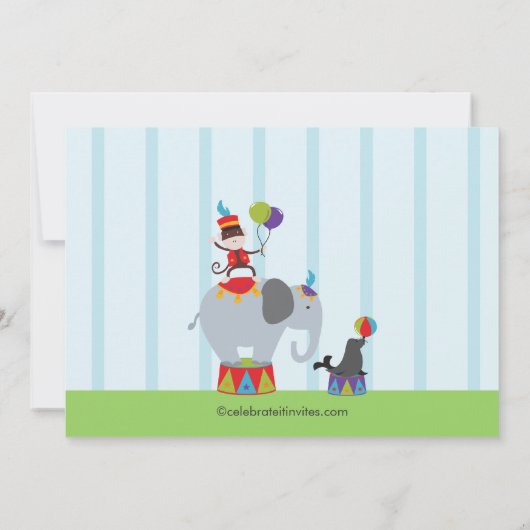キュートサーカス子供の誕生日パーティの招待状 招待状 (裏面)
