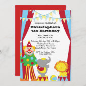 キュートサーカス子供の誕生日パーティの招待状 招待状 (正面/裏面)