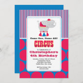 キュートサーカス子供の誕生日パーティの招待状 招待状 (正面/裏面)