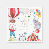 キュートサーカス子供の誕生日パーティー スタンダードカクテルナプキン (正面)