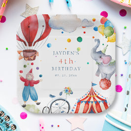 キュートサーカス子供の誕生日パーティー ペーパープレート