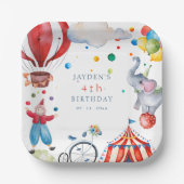 キュートサーカス子供の誕生日パーティー ペーパープレート (正面)