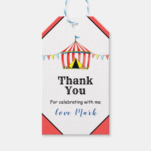 キュートサーカス誕生日メッセージカード ギフトタグ (正面)