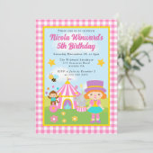 キュートサーカス赤毛の女性トレーナー子供の誕生日 招待状 (スタンド正面)