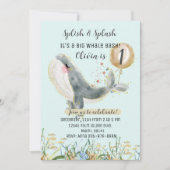 キュートザシーホエールファーストバースデー招待状 招待状 (正面)