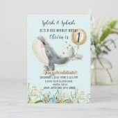 キュートザシーホエールファーストバースデー招待状 招待状 (スタンド正面)