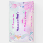 キュートザシーマーメイド子供の誕生日へようこそ 横断幕 (縦)