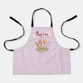 キュートシェフパーソナライズされた料理ベーキングピンクジンガム エプロン (正面)