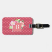 キュートシガーリーックピンクフローラモノグラムのイニシャル ラゲッジタグ (正面横)