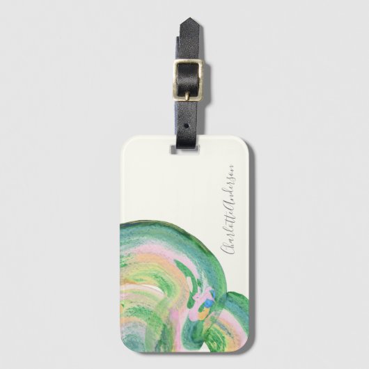 キュートシックグリーン抽象芸術大理石差出人住所 ラゲッジタグ (正面縦)