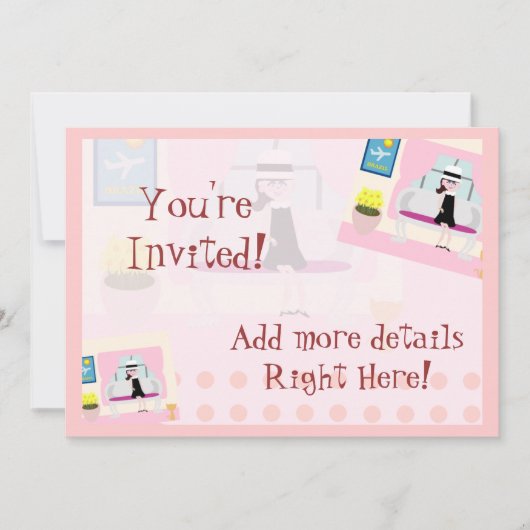 キュートシックスステファニースウィートレトロキャラクターアート 招待状 (正面)