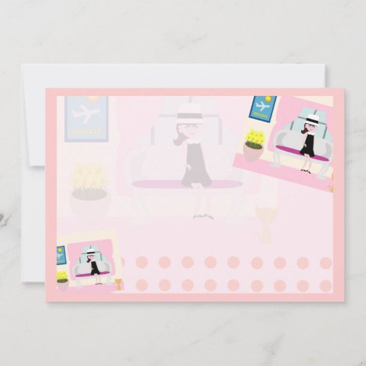 キュートシックスステファニースウィートレトロキャラクターアート 招待状 (裏面)