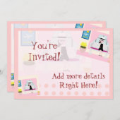 キュートシックスステファニースウィートレトロキャラクターアート 招待状 (正面/裏面)