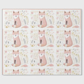 キュートシックボホパステル赤面グレイ金ゴールドキツネ ラッピングペーパー (フラット)