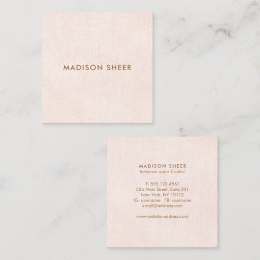 キュートシックライトピンク美しいサロン スクエア名刺 (正面/裏面)