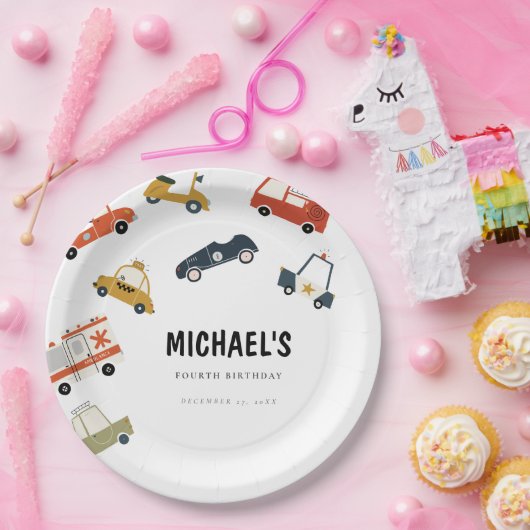 キュートシティカーズ交通誕生日紙プレート ペーパープレート (パーティー)