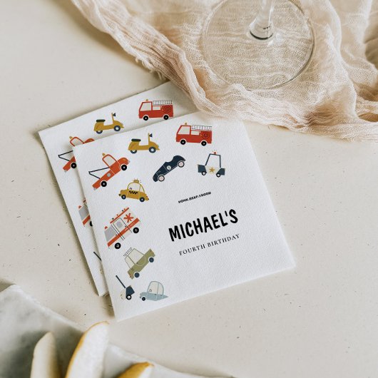 キュートシティカーズ誕生日招待状 スタンダードカクテルナプキン