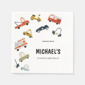 キュートシティカーズ誕生日招待状 スタンダードカクテルナプキン (正面)